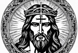 Forearms sleeve cross of Jesus tattoo idea