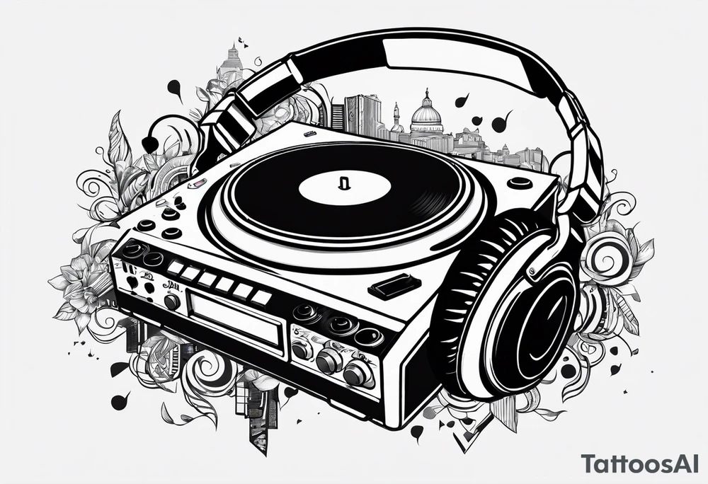 Dj controller and headphones tattoo idea