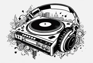 Dj controller and headphones tattoo idea