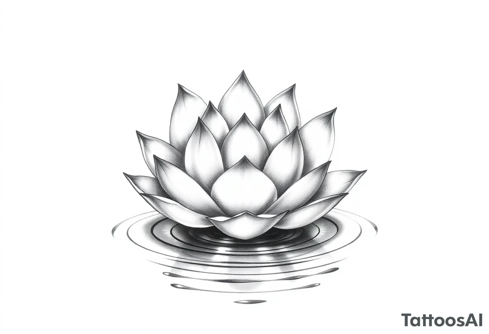 serene lotus flower emerging from sacred waters with ripples tattoo idea