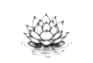 serene lotus flower emerging from sacred waters with ripples tattoo idea