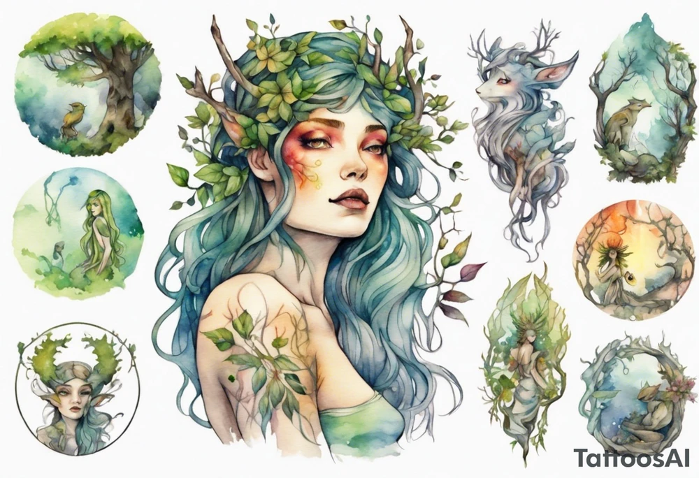 a beautiful dryad tattoo idea