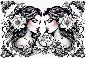 Gemini sign with flowers tattoo idea