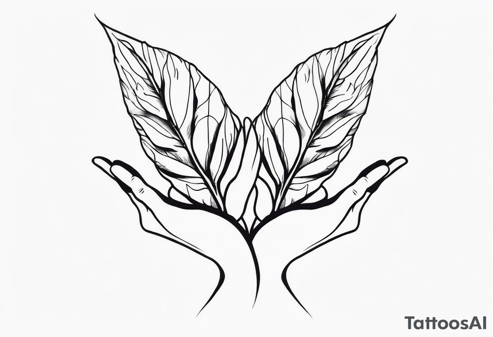 leaves shaped like two hands holding tattoo idea
