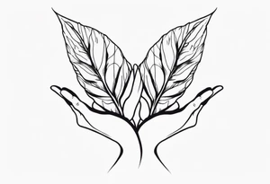 leaves shaped like two hands holding tattoo idea