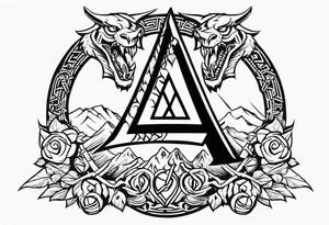 Valhalla sword 
 dragon axe Valknut tattoo idea