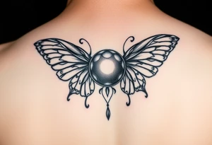 powerful majestic like ball in throat butterfly wings around it tattoo idea