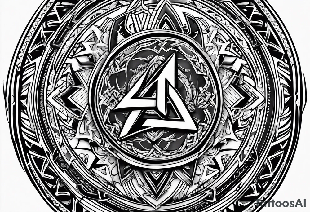 Valhalla  round 
shield axe sword valknut tattoo idea