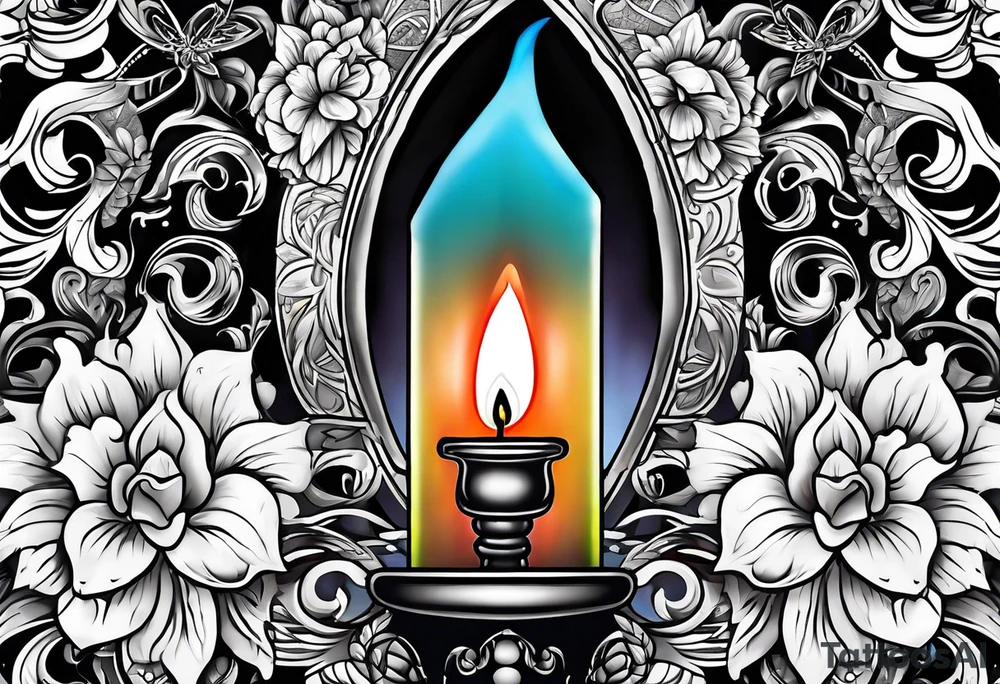 Candle alone in the darkness, a glimmer of hope. tattoo idea