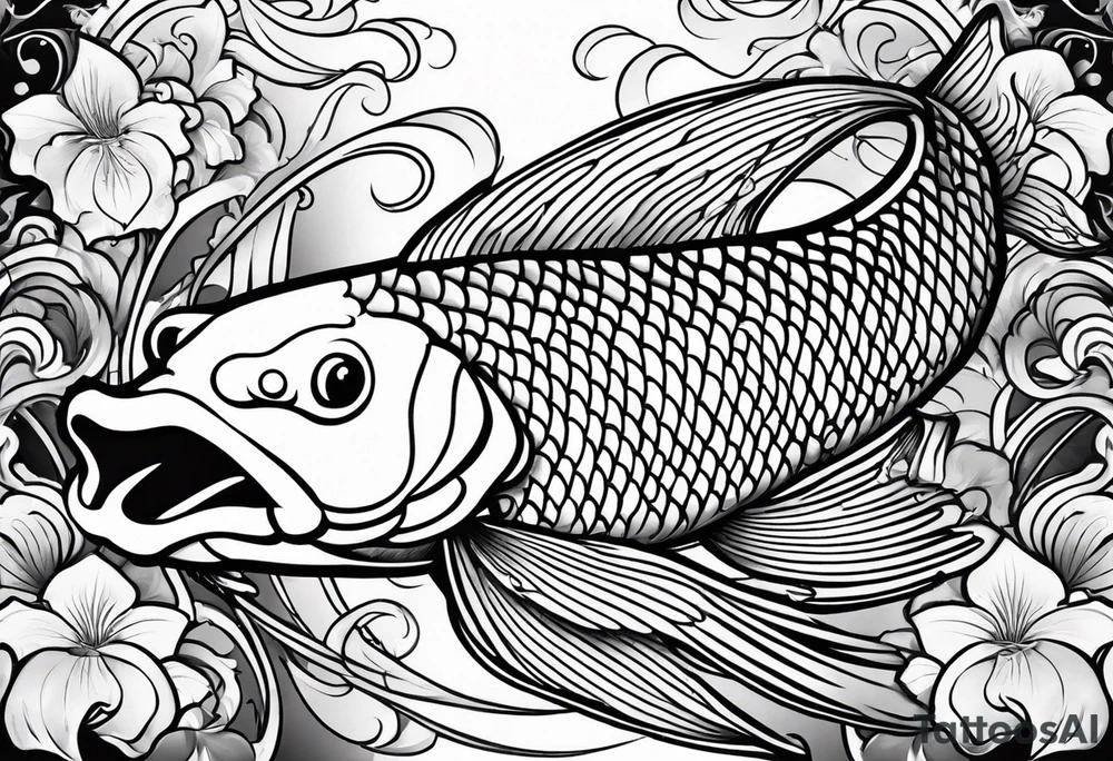 Koi fish with tribal background tattoo idea