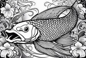 Koi fish with tribal background tattoo idea