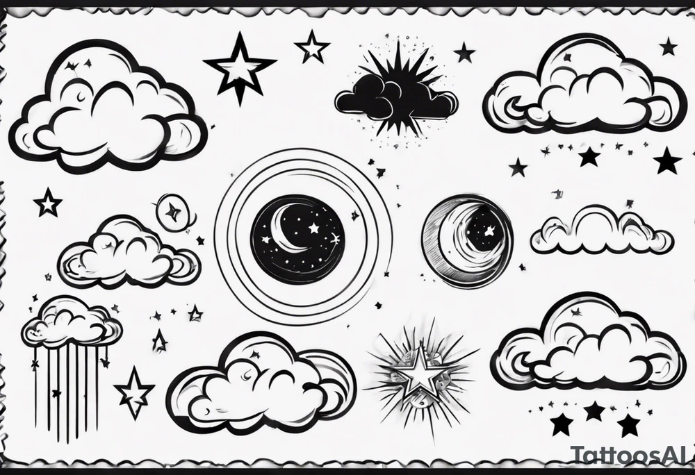 cloud with the date and stars tattoo idea
