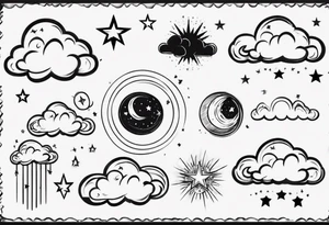cloud with the date and stars tattoo idea