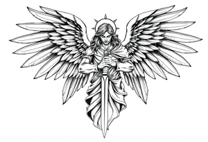 Holy Archangel, Biblical, Christianity, Archangel Michael, Hebrew, Guards of Christianity, Holding a sword, having six wings, seraphim tattoo idea