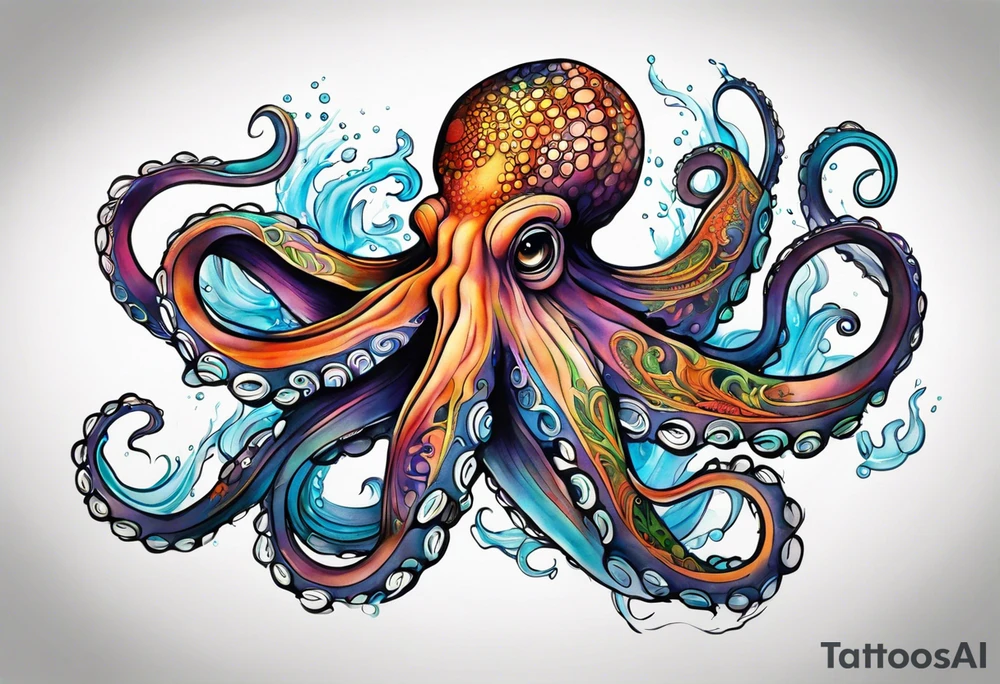 Under water, octopus tattoo idea