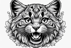 Super cute happy wildcat cub tattoo idea