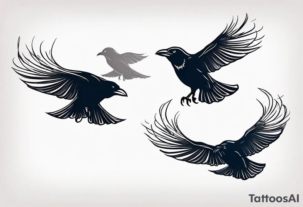 3 ravens in flight tattoo idea