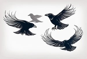3 ravens in flight tattoo idea