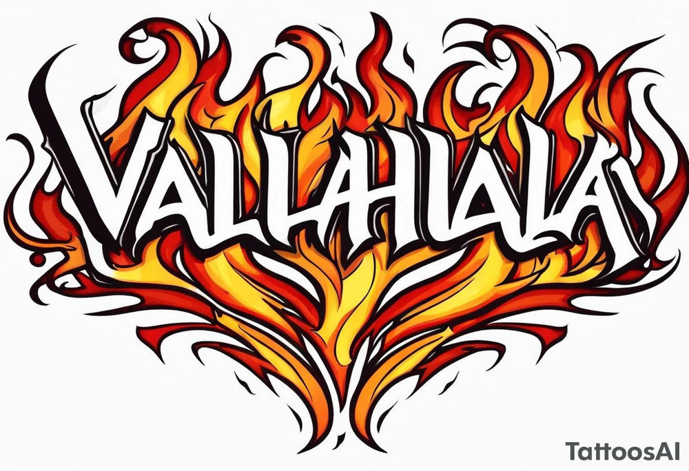 Valhalla on fire flames tattoo idea