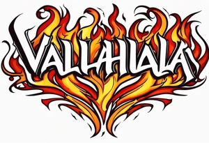 Valhalla on fire flames tattoo idea