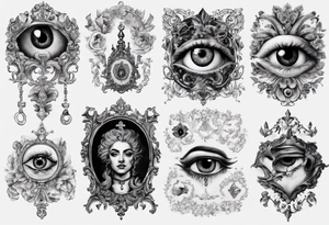 Baroque with card and eye tattoo idea