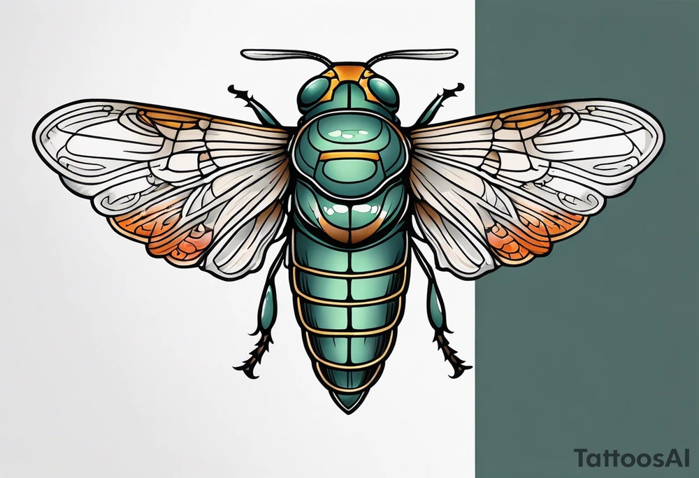 Neo traditional cicada tattoo idea