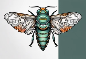 Neo traditional cicada tattoo idea