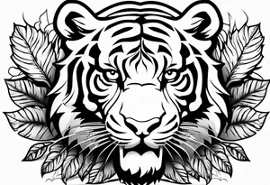 Fierce tigger growling with leaves and smoke around the image tattoo idea