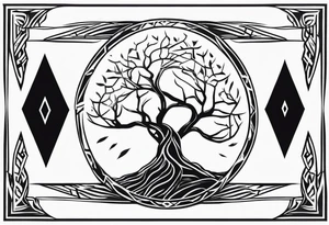 Yggdrasil losange on the back tattoo idea