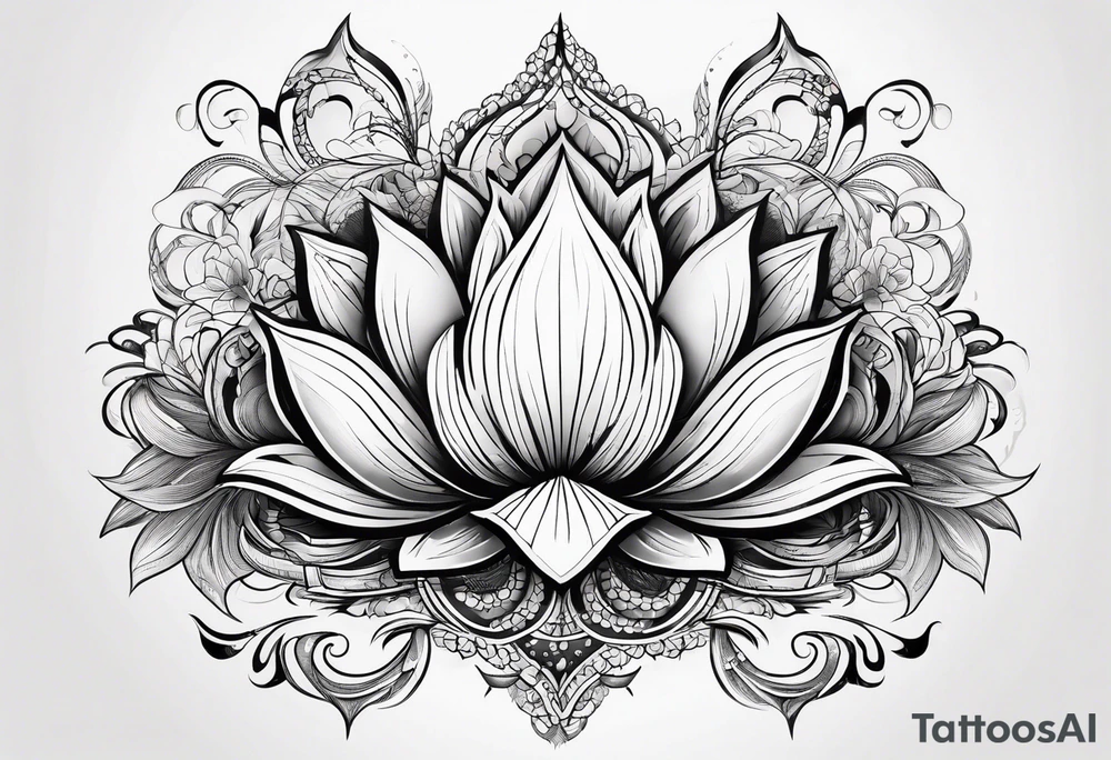 one tattoo that combines lotus flower, phoenix and helix tattoo idea