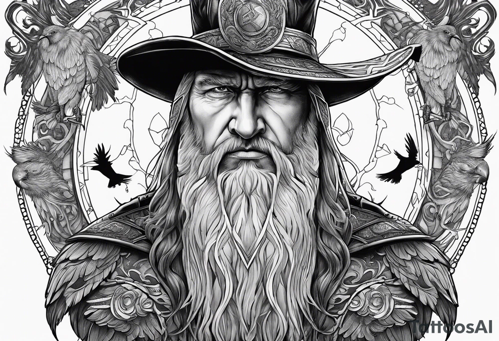 Odin with 2 crow tattoo idea