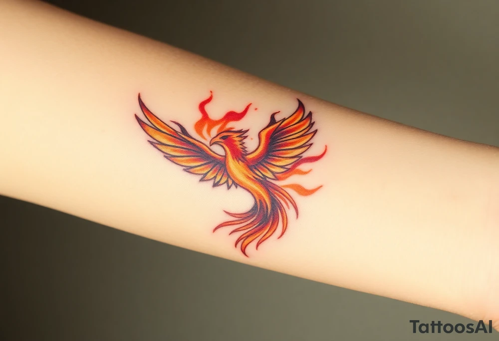 Phoenix with blazing flames tattoo idea
