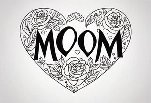 word “mom” in a heart tattoo idea