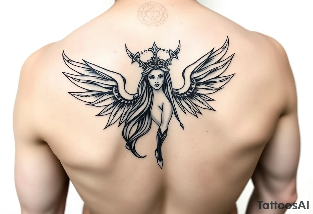 Aquarius theme mysterious screams power elegant and feminine tattoo idea