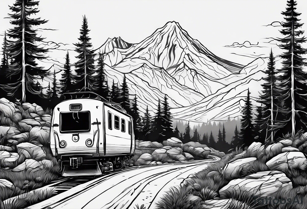 a traveler on a road that is less traveled with "Hark" in a banner tattoo idea