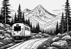 a traveler on a road that is less traveled with "Hark" in a banner tattoo idea