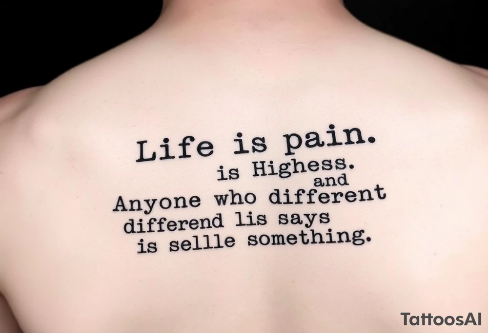 “Life is pain, Highness. Anyone who says differently is selling something.”
Typewriter font tattoo idea