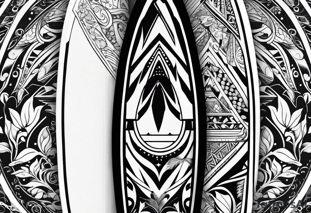 Surfboard outline with a penguin inside and the dat 25/07 tattoo idea