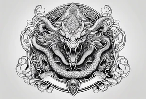 Vertical full sleeve. Lovecraftian creature, protecting a token of love. tattoo idea