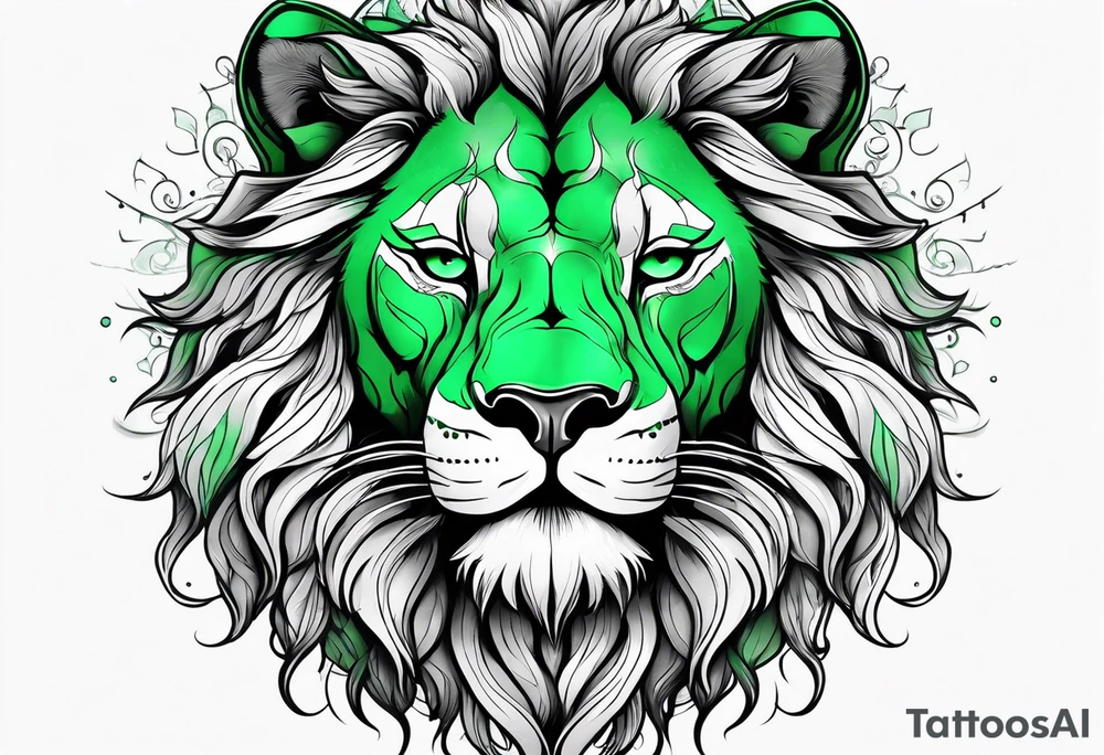 Green lion eating the sun tattoo idea
