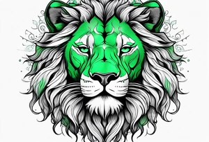 Green lion eating the sun tattoo idea