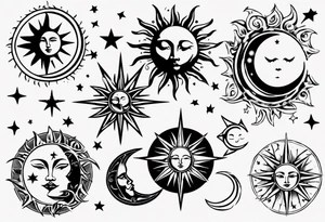 Sun star and moon tattoo idea