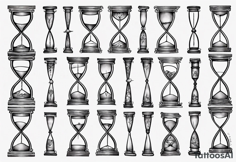 an hourglass with filagree tattoo idea