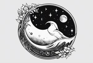 Pisces symbol inside of the moon tattoo idea