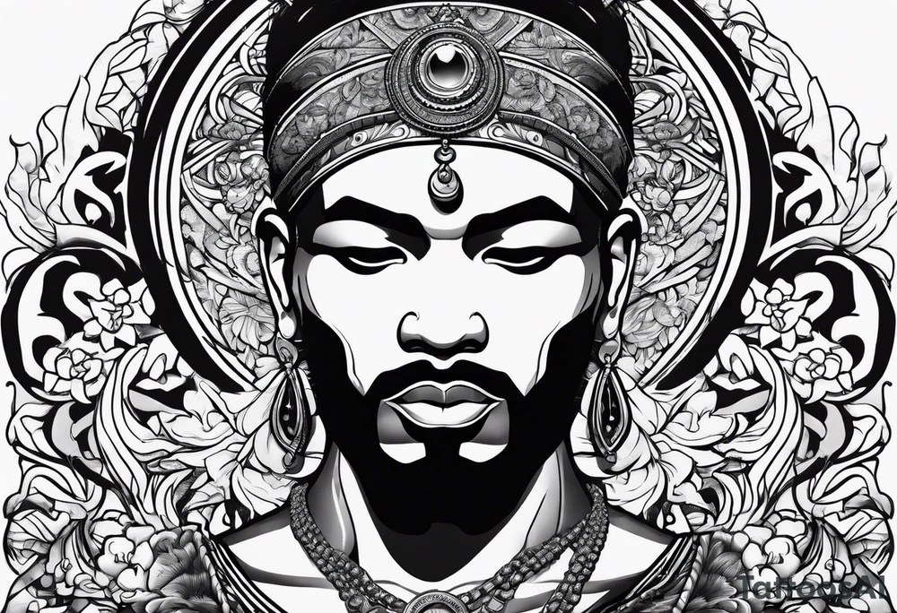 A meditating rap star tattoo idea