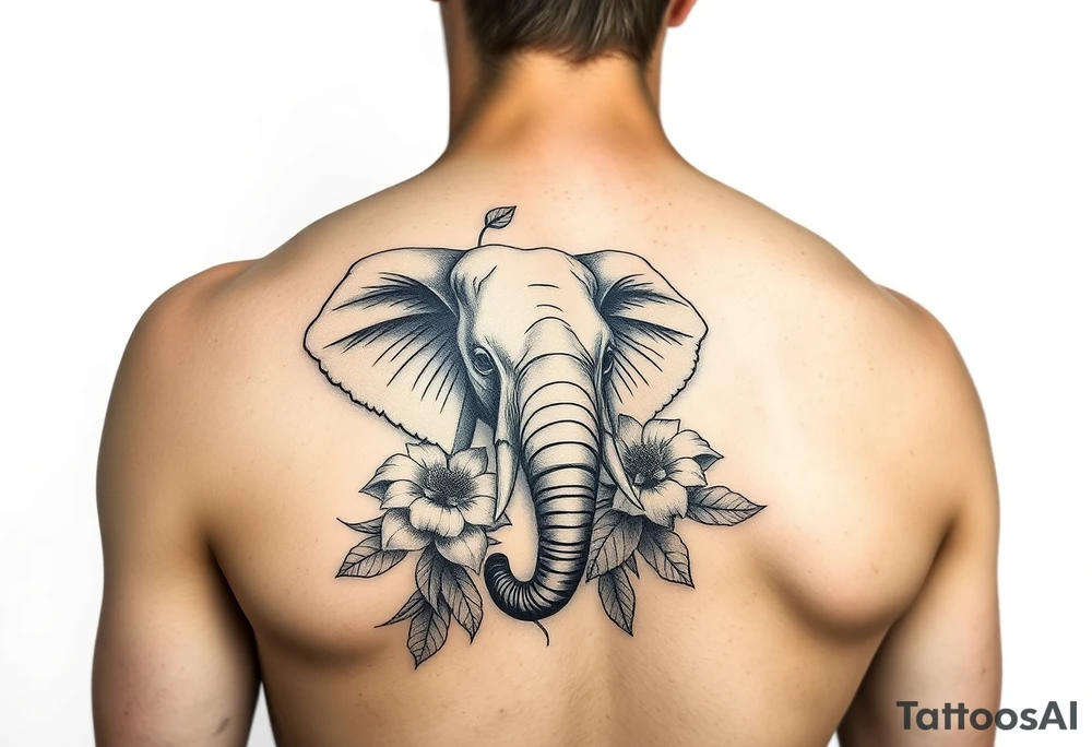 Elephant flowers soft  on the arm tattoo idea