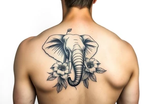 Elephant flowers soft  on the arm tattoo idea
