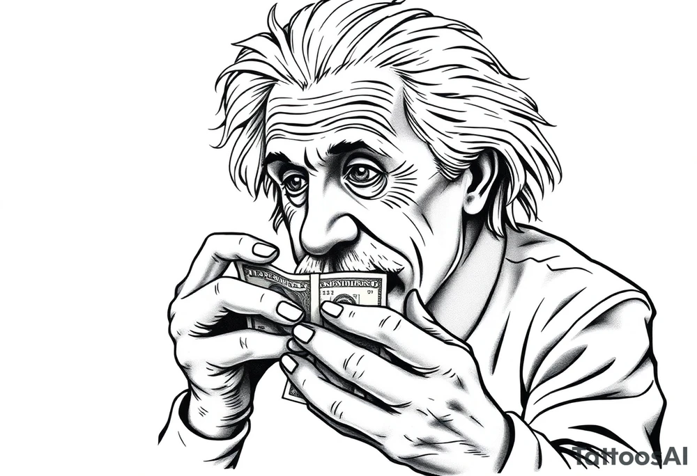 Einstein counting money tattoo idea