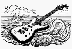 Bass guitar rising from the sea tattoo idea