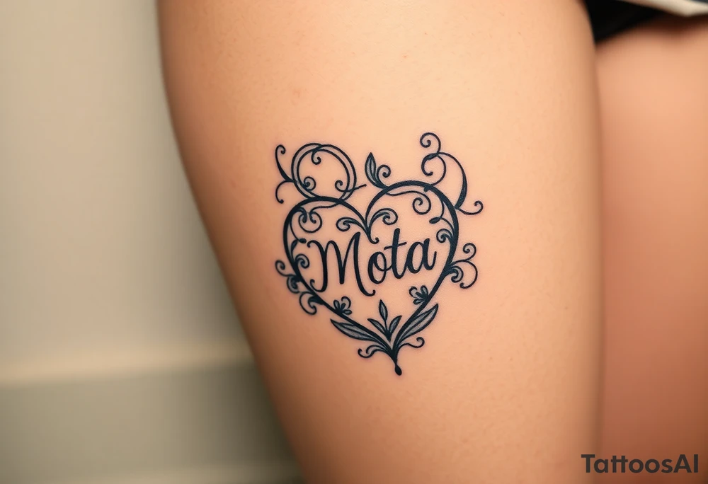 Heart shaped lock with the name Mota in it tattoo idea